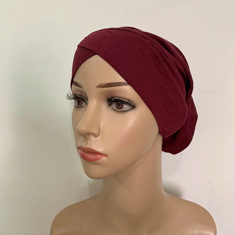 Cotton Forehead Cross Inner Cap Muslim Under Scarf Caps Jersey Under Hijab Bonnet Femme Musulman Turbante Mujer
