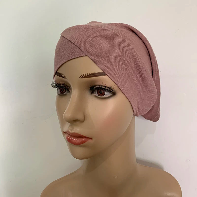 Cotton Forehead Cross Inner Cap Muslim Under Scarf Caps Jersey Under Hijab Bonnet Femme Musulman Turbante Mujer