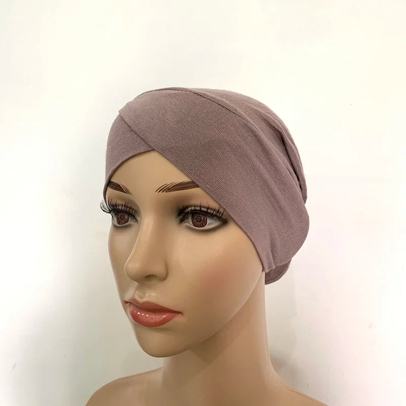 Cotton Forehead Cross Inner Cap Muslim Under Scarf Caps Jersey Under Hijab Bonnet Femme Musulman Turbante Mujer