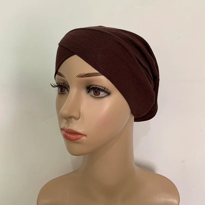 Cotton Forehead Cross Inner Cap Muslim Under Scarf Caps Jersey Under Hijab Bonnet Femme Musulman Turbante Mujer