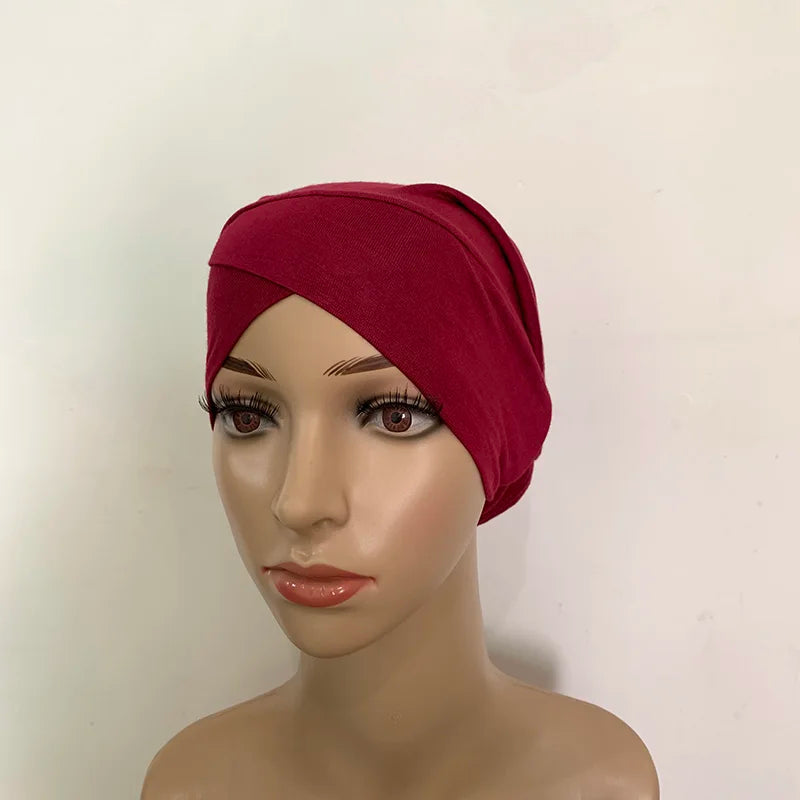 Cotton Forehead Cross Inner Cap Muslim Under Scarf Caps Jersey Under Hijab Bonnet Femme Musulman Turbante Mujer