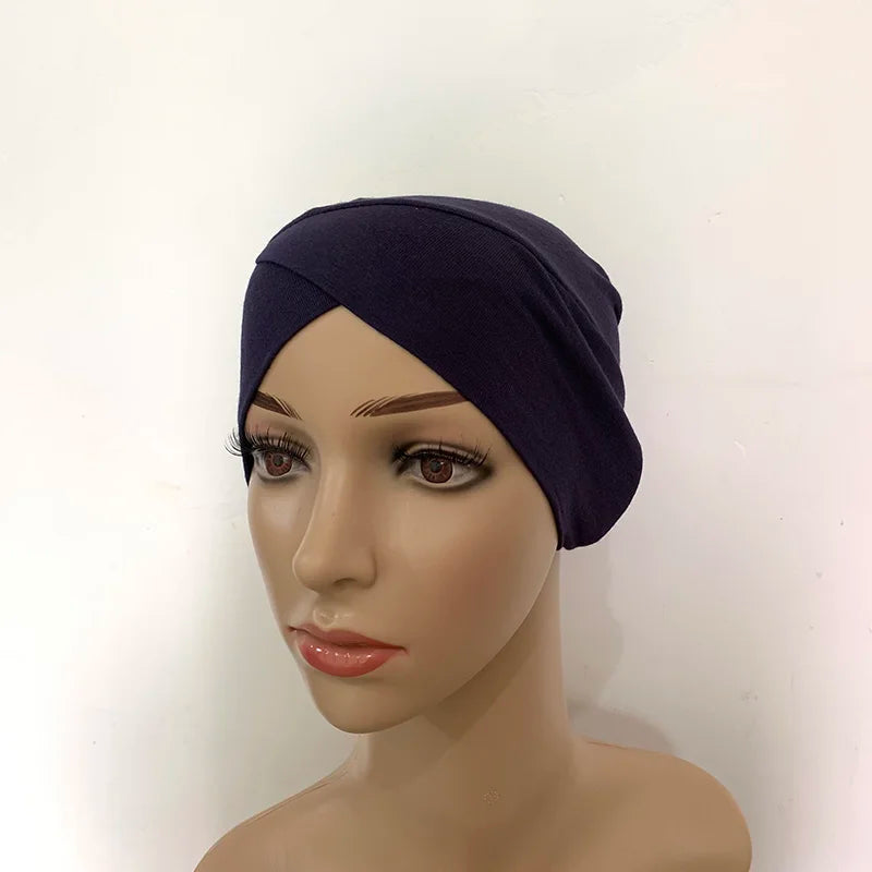 Cotton Forehead Cross Inner Cap Muslim Under Scarf Caps Jersey Under Hijab Bonnet Femme Musulman Turbante Mujer