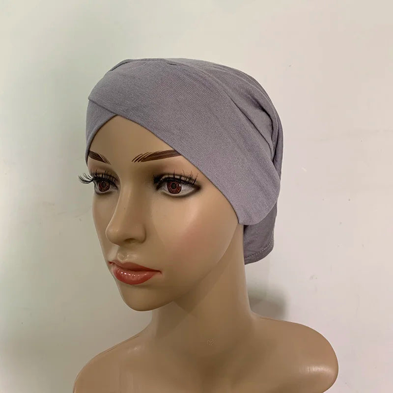Cotton Forehead Cross Inner Cap Muslim Under Scarf Caps Jersey Under Hijab Bonnet Femme Musulman Turbante Mujer