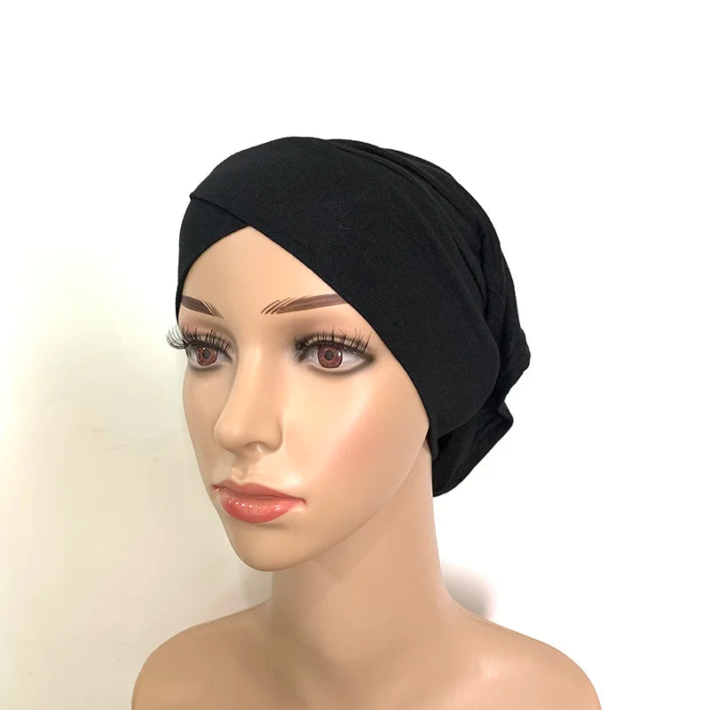 Cotton Forehead Cross Inner Cap Muslim Under Scarf Caps Jersey Under Hijab Bonnet Femme Musulman Turbante Mujer