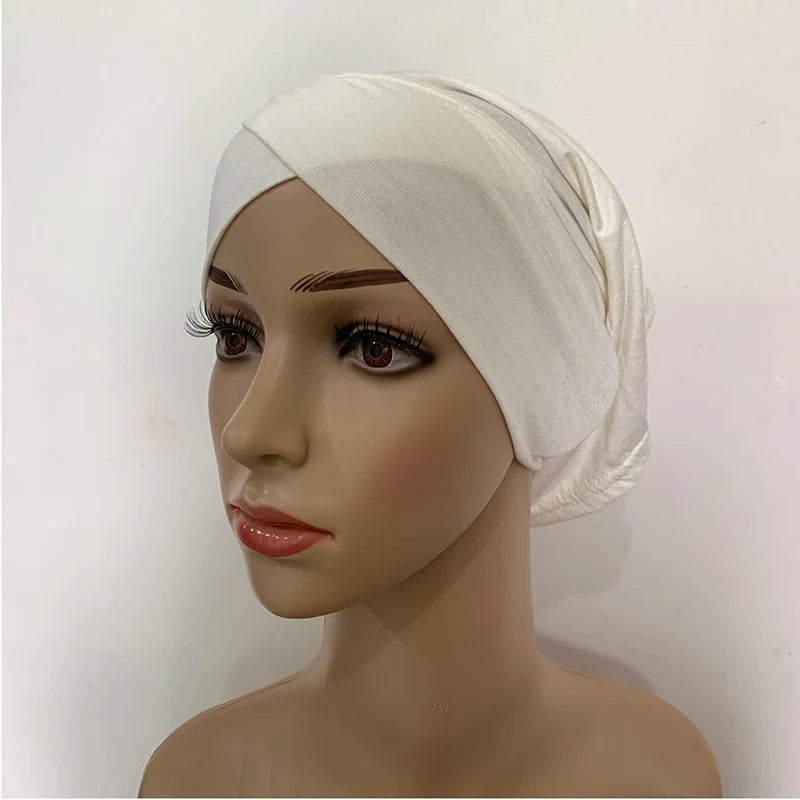 Cotton Forehead Cross Inner Cap Muslim Under Scarf Caps Jersey Under Hijab Bonnet Femme Musulman Turbante Mujer