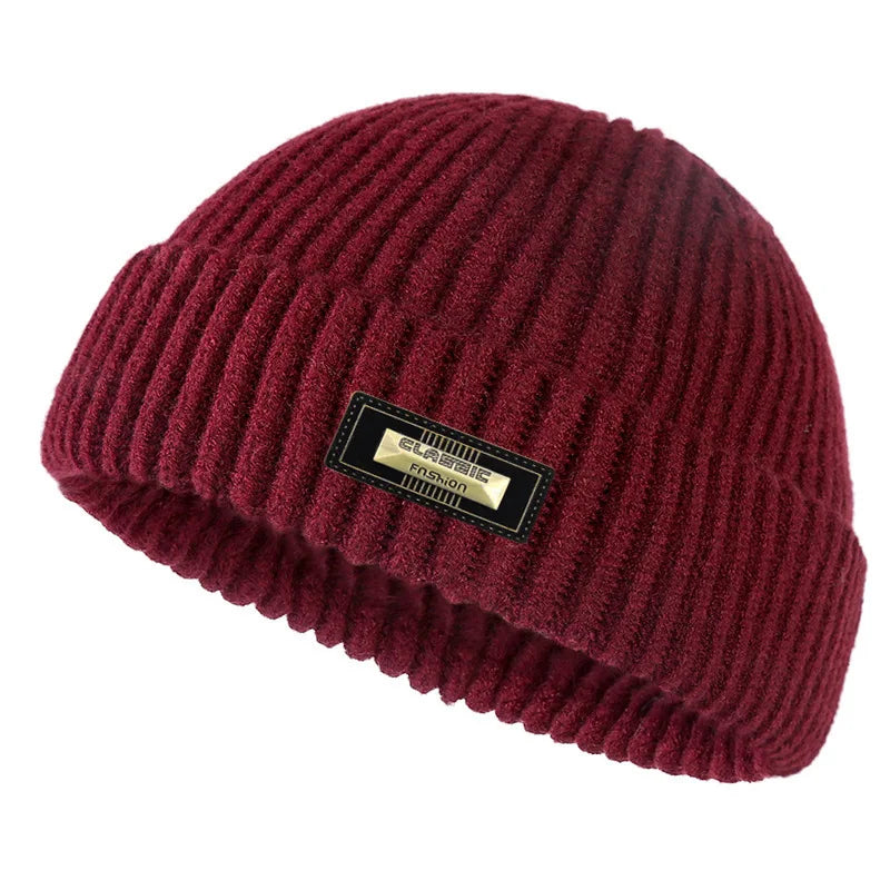 Autumn and winter woolen hats for men and women, melon skin hats, double-layer warm outdoor windproof knitted hats