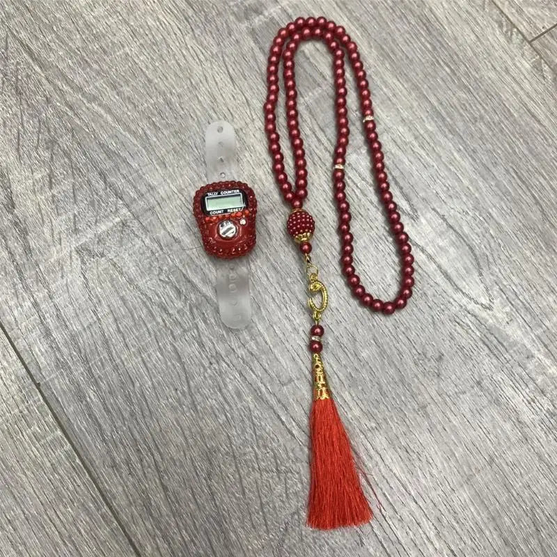 Y3NE 99-Prayer Tasbih Beads Rosary Beads with Counter Tasbih Prayer Beads Wrap Bracelets Necklace Eid Prayer Beads for Adult