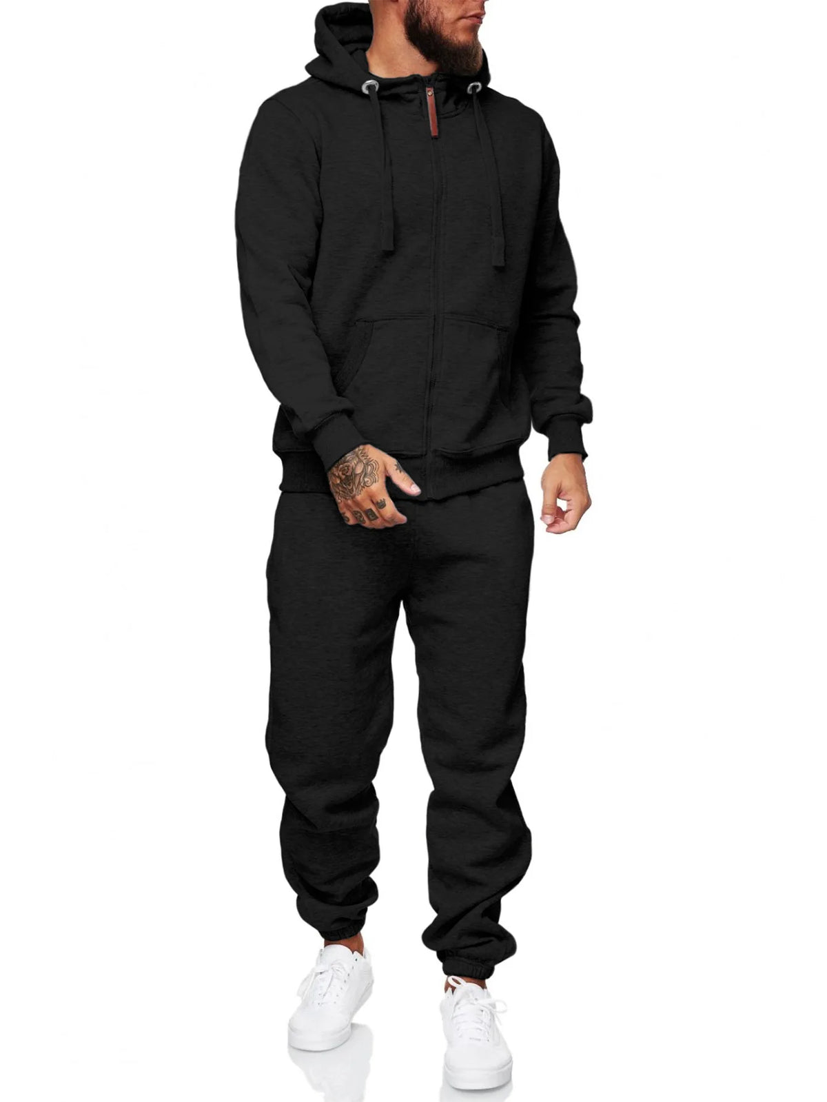 2026 Men's Hoodie Sweatpants Set High Quality Solid Color Sportsuit Autumn Winter Casual Jogging Gym Outfit Simple Sportswear