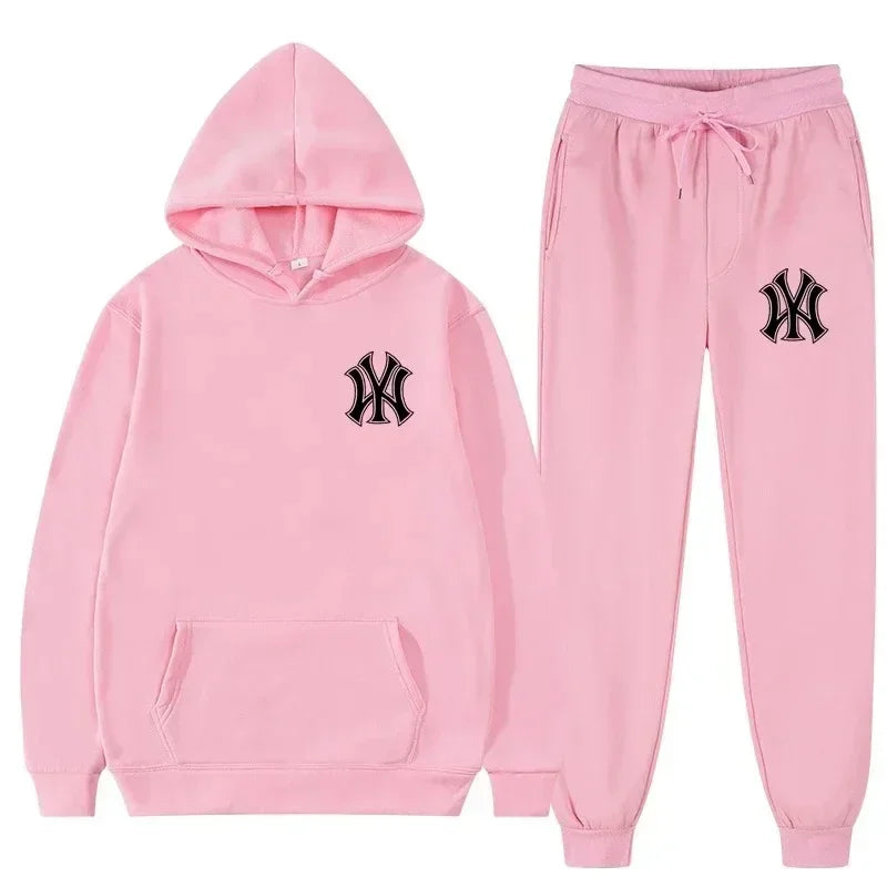 2026Men's running and fitness fashion casual sportswear set for autumn and winter hooded sweatshirt  jogging pants two-piece set