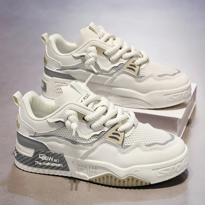 Men's casual shoes 2025 new men's shoes four season fashionable and versatile soft soled white shoes