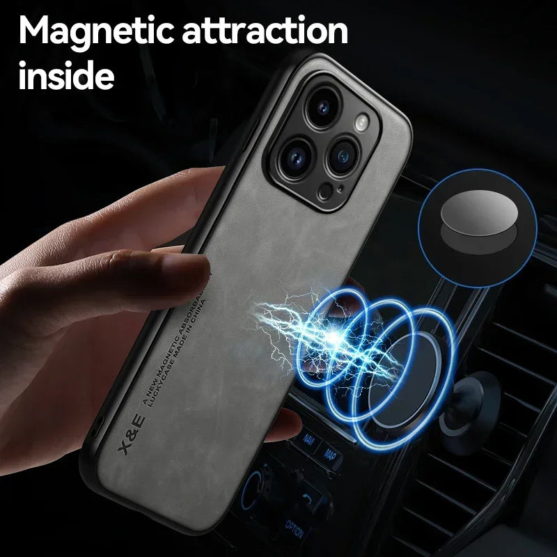 Case For iPhone 17 16e 15 14 13 12 11 Pro Max Plus 13 12 Mini 8 7 Plus Luxury Protective Cover Car Holder Phone Coque Fundas