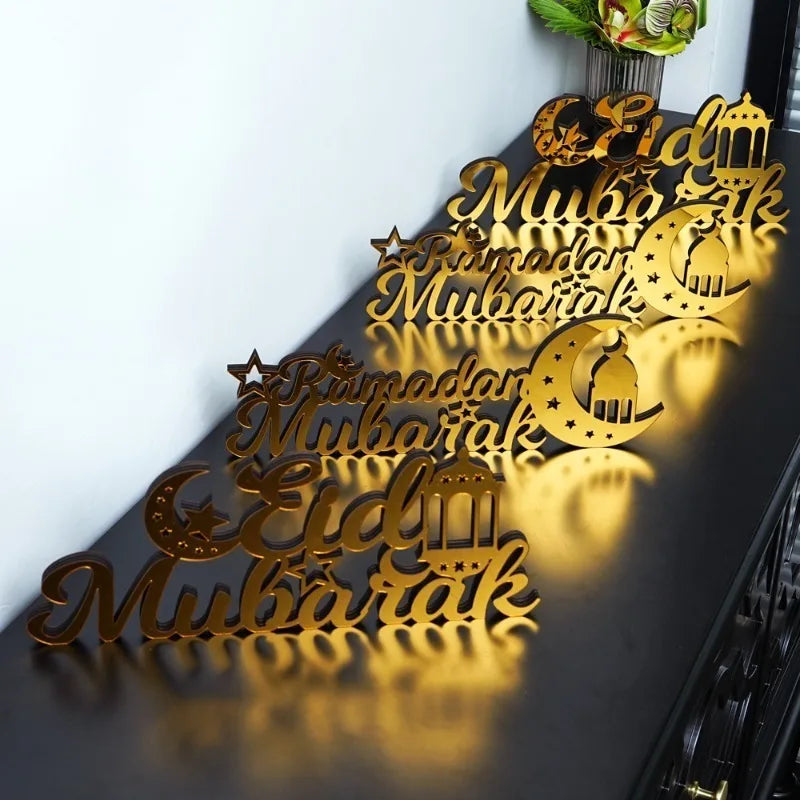 Bismillah Ramadan Acrylic Wooden Ornament Eid Mubarak Home Decoration Islamic Muslim Party Supplies Alhamdulillah Mashallah 2026