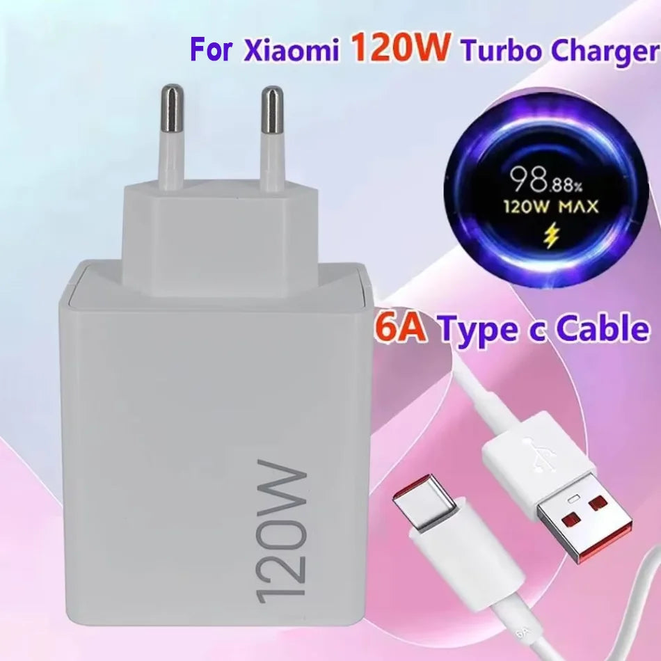 For Xiaomi Charger 120W  Adapter Fast Charging Hypercharge Cargador EU US Redmi Note Pro Mi 14 13T 13 12T T Pro