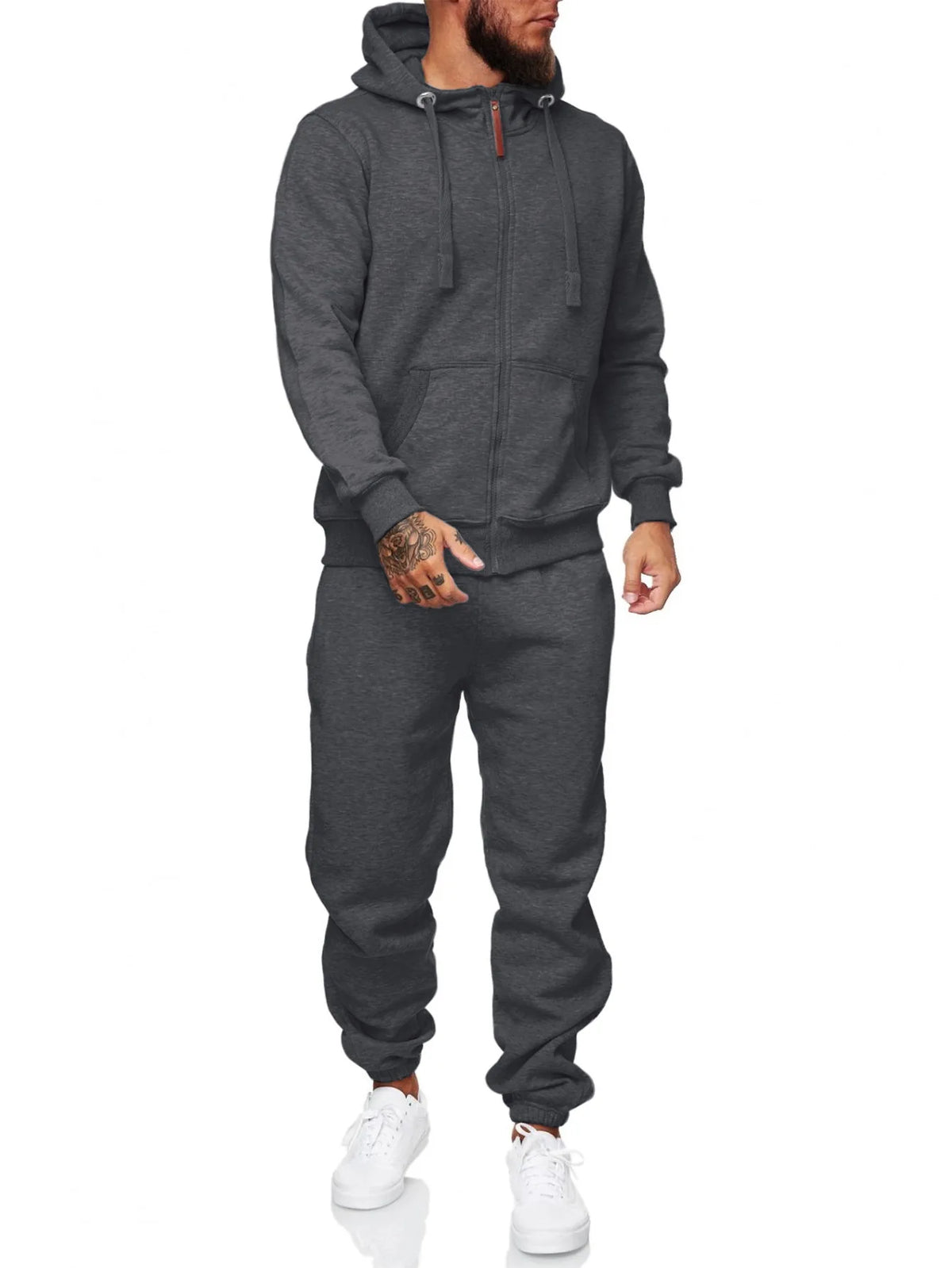 2026 Men's Hoodie Sweatpants Set High Quality Solid Color Sportsuit Autumn Winter Casual Jogging Gym Outfit Simple Sportswear