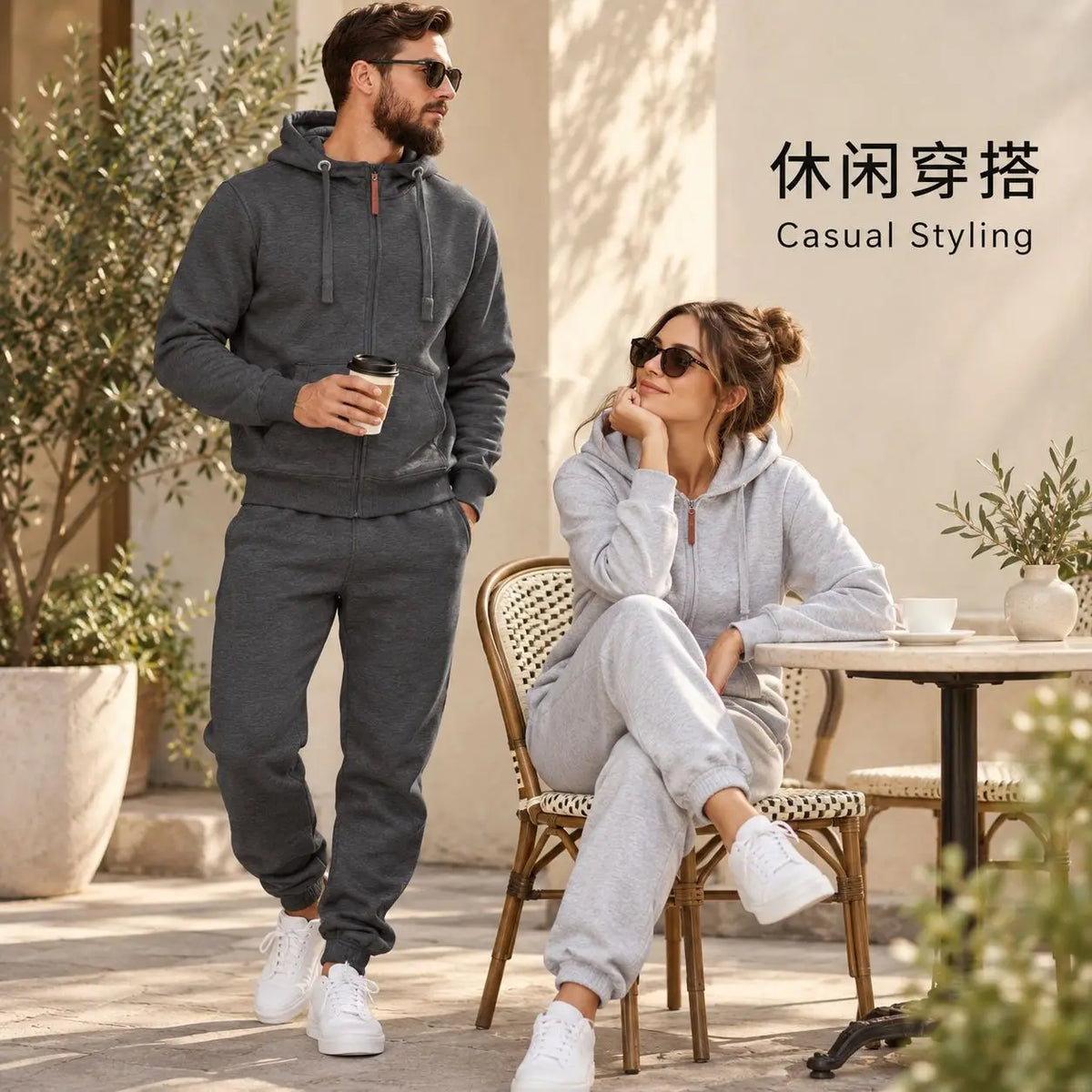 2026 Men's Hoodie Sweatpants Set High Quality Solid Color Sportsuit Autumn Winter Casual Jogging Gym Outfit Simple Sportswear