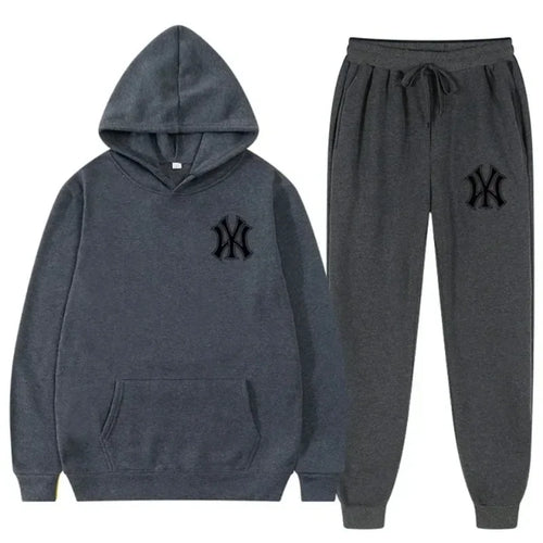 2026Men's running and fitness fashion casual sportswear set for autumn and winter hooded sweatshirt  jogging pants two-piece set