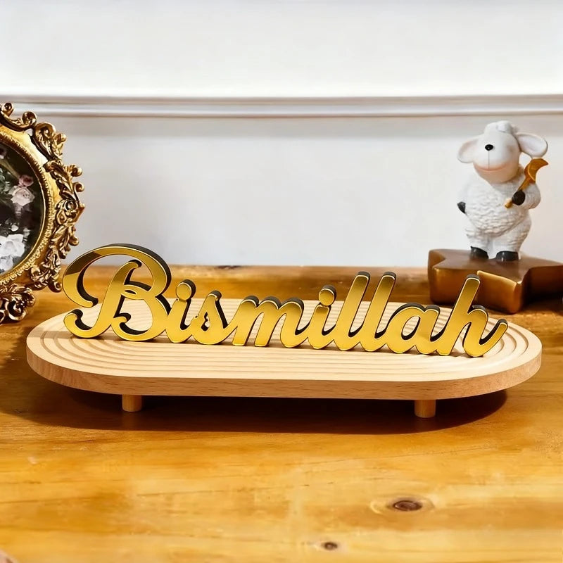 Bismillah Ramadan Acrylic Wooden Ornament Eid Mubarak Home Decoration Islamic Muslim Party Supplies Alhamdulillah Mashallah 2026