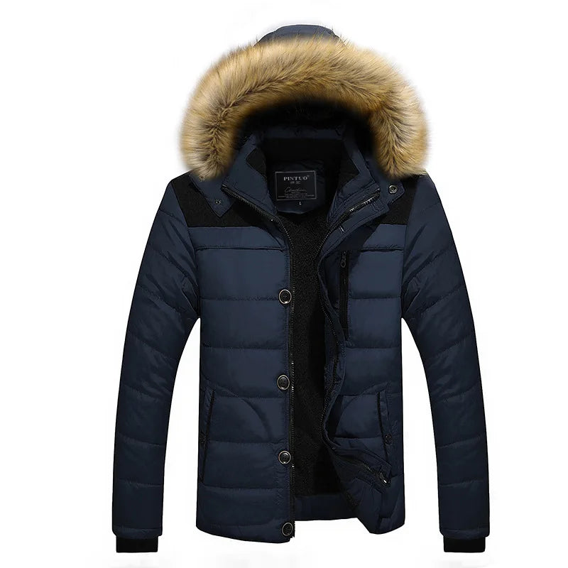 Men Warm Winter Jacket Thick Warm Parka Fleece Fur Hooded Military Jacket Outdoor Sport Coat Hiking Camping Trekking Skiing Men
