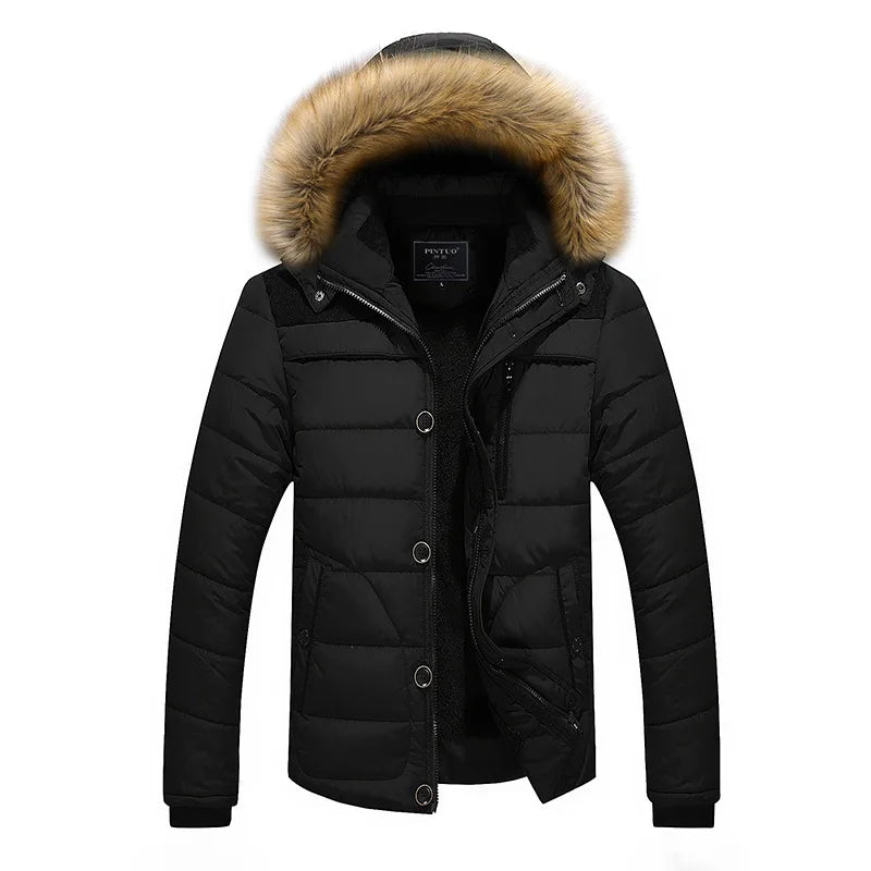 Men Warm Winter Jacket Thick Warm Parka Fleece Fur Hooded Military Jacket Outdoor Sport Coat Hiking Camping Trekking Skiing Men