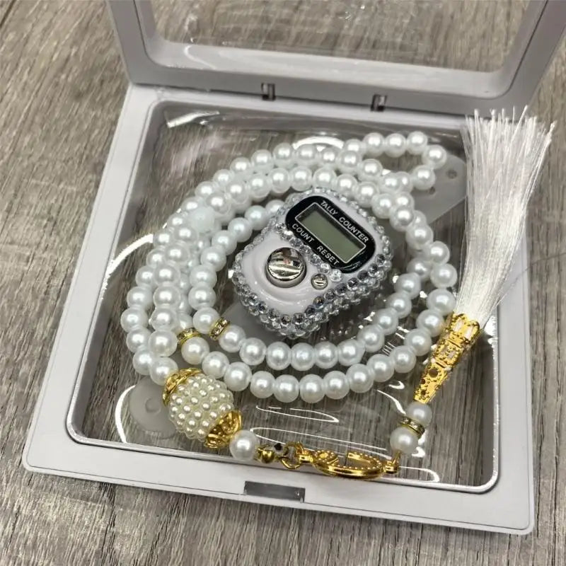 Y3NE 99-Prayer Tasbih Beads Rosary Beads with Counter Tasbih Prayer Beads Wrap Bracelets Necklace Eid Prayer Beads for Adult