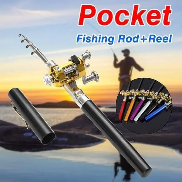 Pen Style Folding Fishing Rod with Line Spool - Compact Mini Fishing Pole, Quick Extend/Retract Mechanism, Lightweight & Sturdy