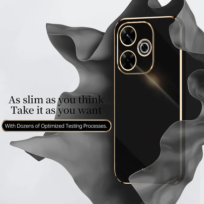 Plating Fashion Phone Cases for Redmi 13 13C 13R 14C 14R 4G 5G Soft Shockproof Luxury Original Silicone Straight Edge Back Cover