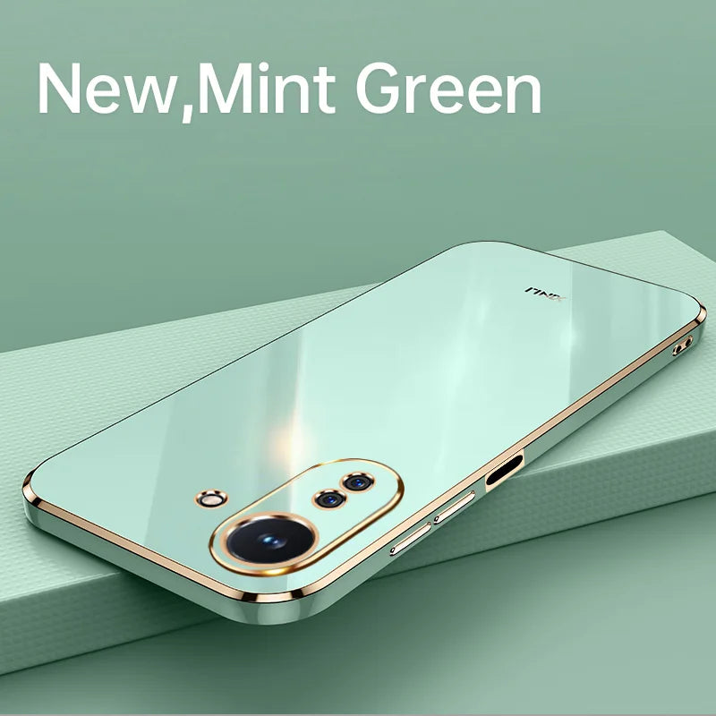Plating Fashion Phone Cases for Redmi 13 13C 13R 14C 14R 4G 5G Soft Shockproof Luxury Original Silicone Straight Edge Back Cover