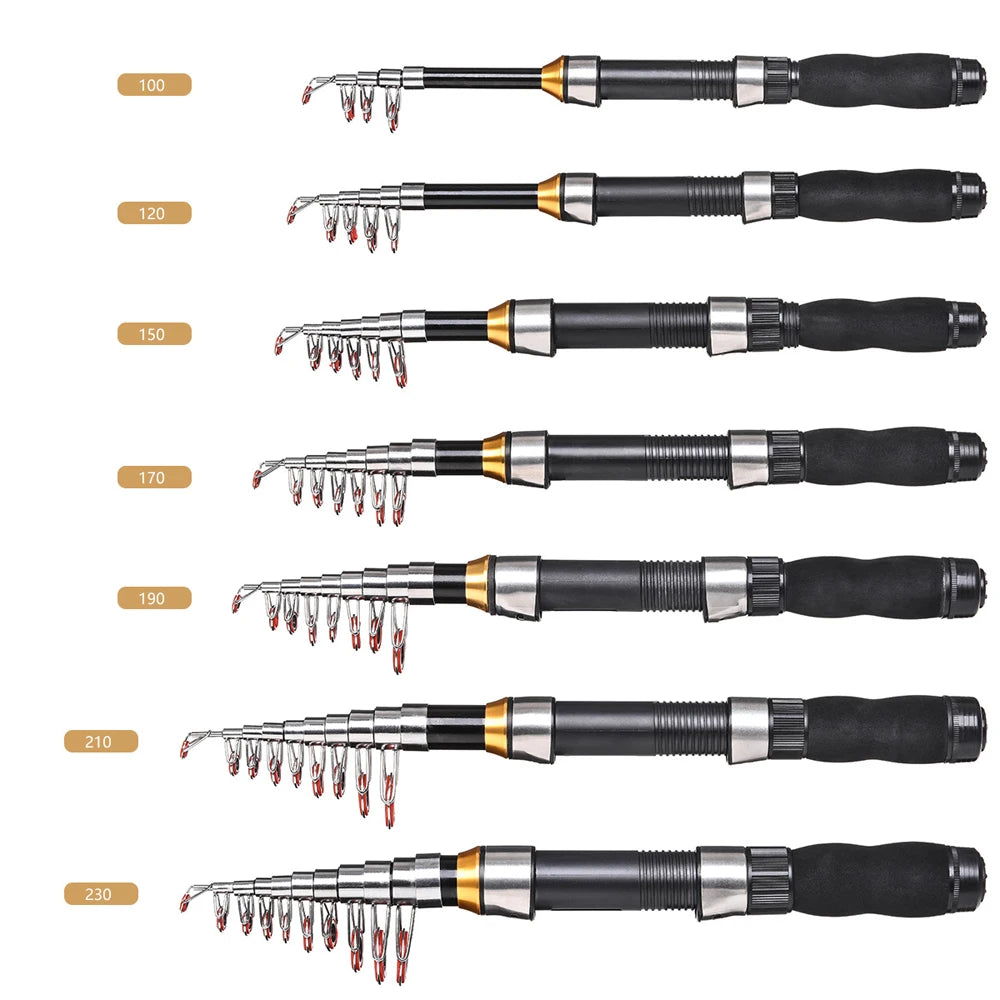 Ultra Short Mini Sea Fishing Rod for Lure Winter Ice Pole Pocket Telescopic Fishing rods 1M-2.3M For Travel Saltwater Freshwater
