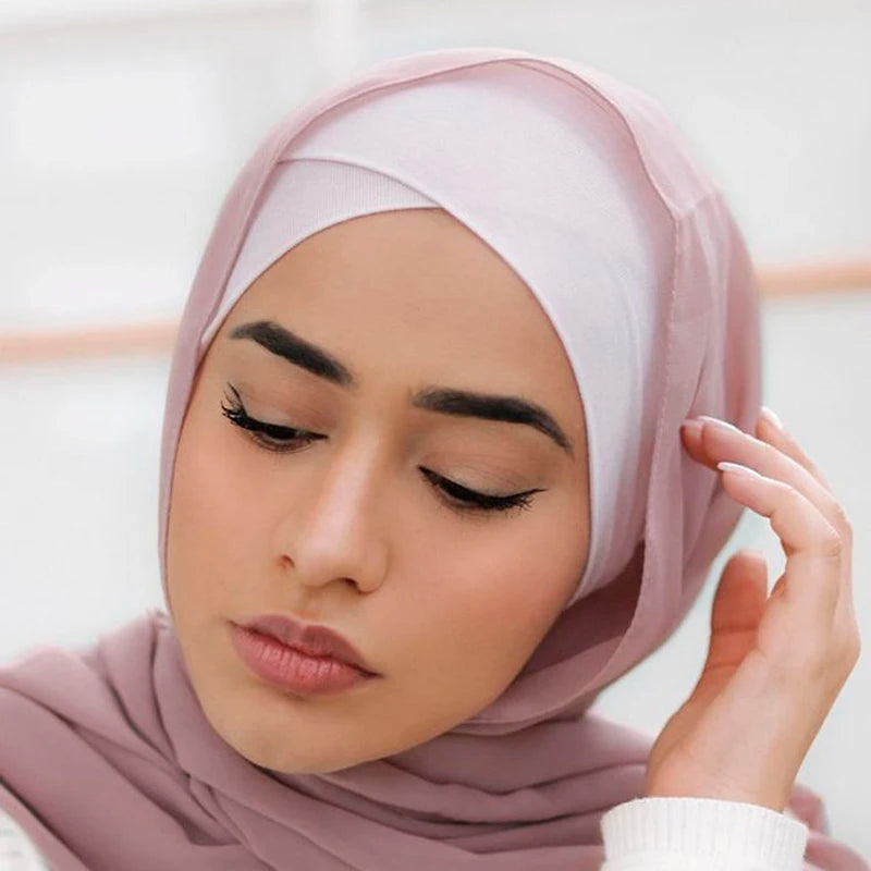 Cotton Forehead Cross Inner Cap Muslim Under Scarf Caps Jersey Under Hijab Bonnet Femme Musulman Turbante Mujer