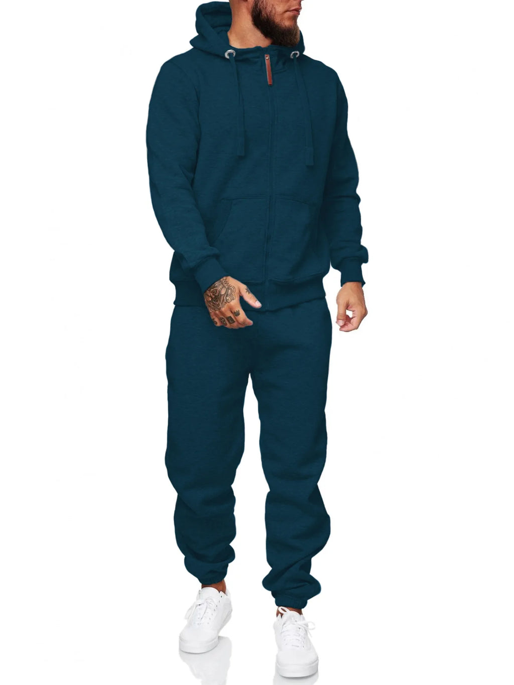 2026 Men's Hoodie Sweatpants Set High Quality Solid Color Sportsuit Autumn Winter Casual Jogging Gym Outfit Simple Sportswear