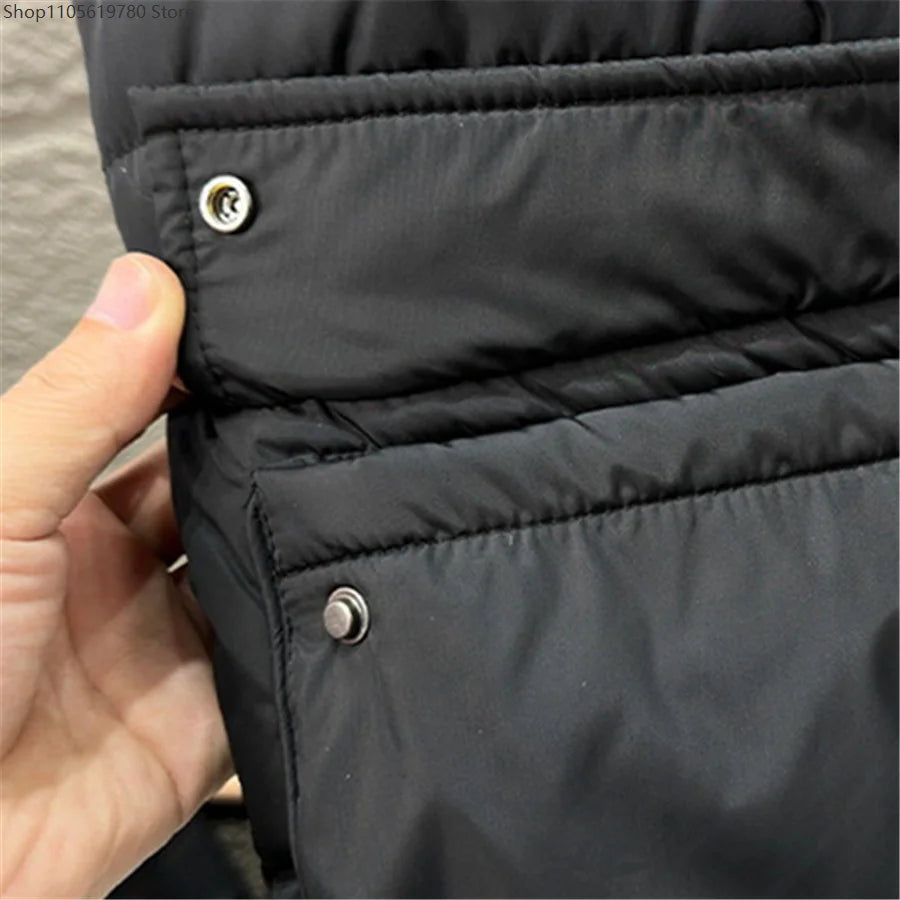 Men's Hooded Vest Winter Warm Waistcoat Men Cotton Padded Sleeveless Jackets Big Pockets Black Thick Coat Cosplay Costume 2026