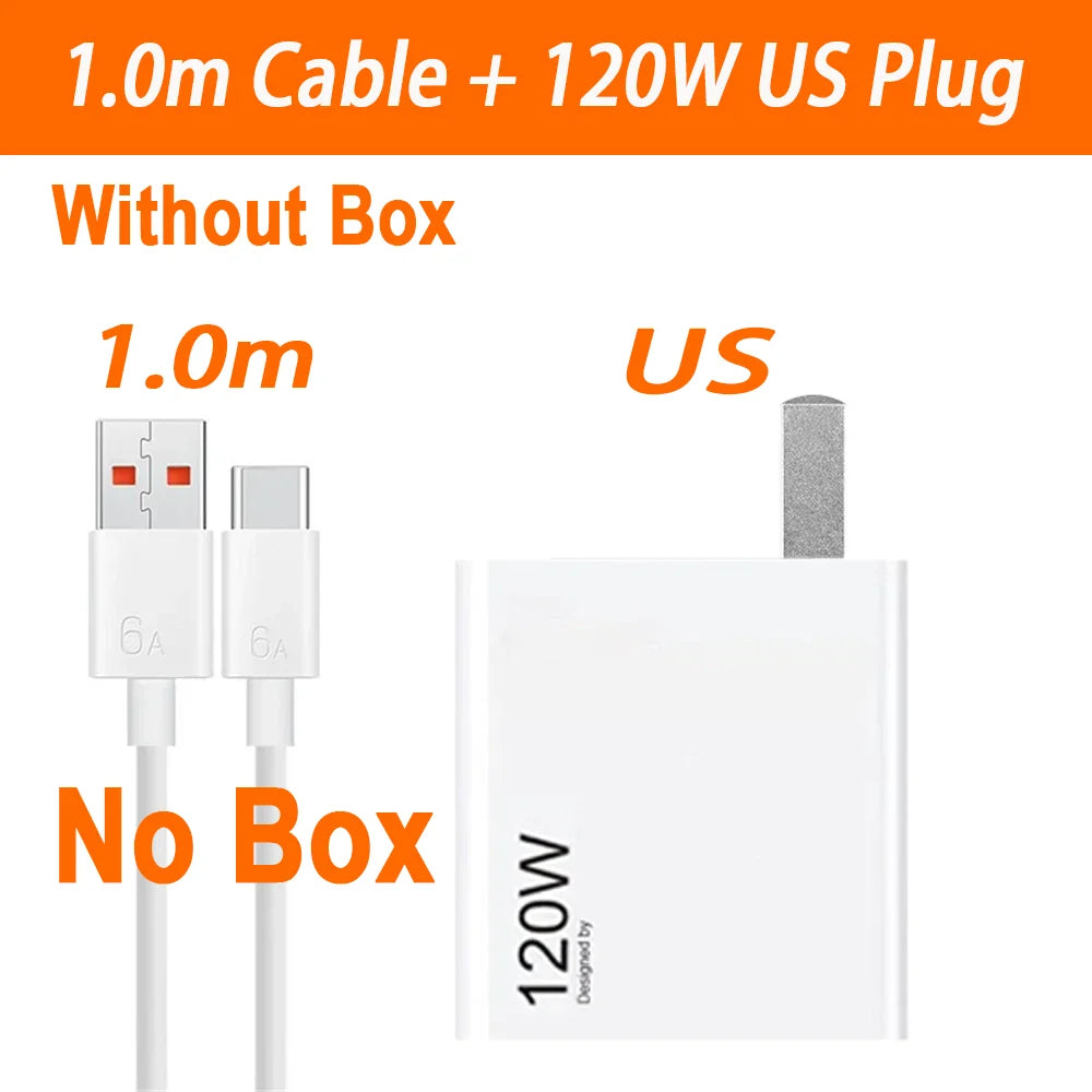 For Xiaomi Charger 120W  Adapter Fast Charging Hypercharge Cargador EU US Redmi Note Pro Mi 14 13T 13 12T T Pro