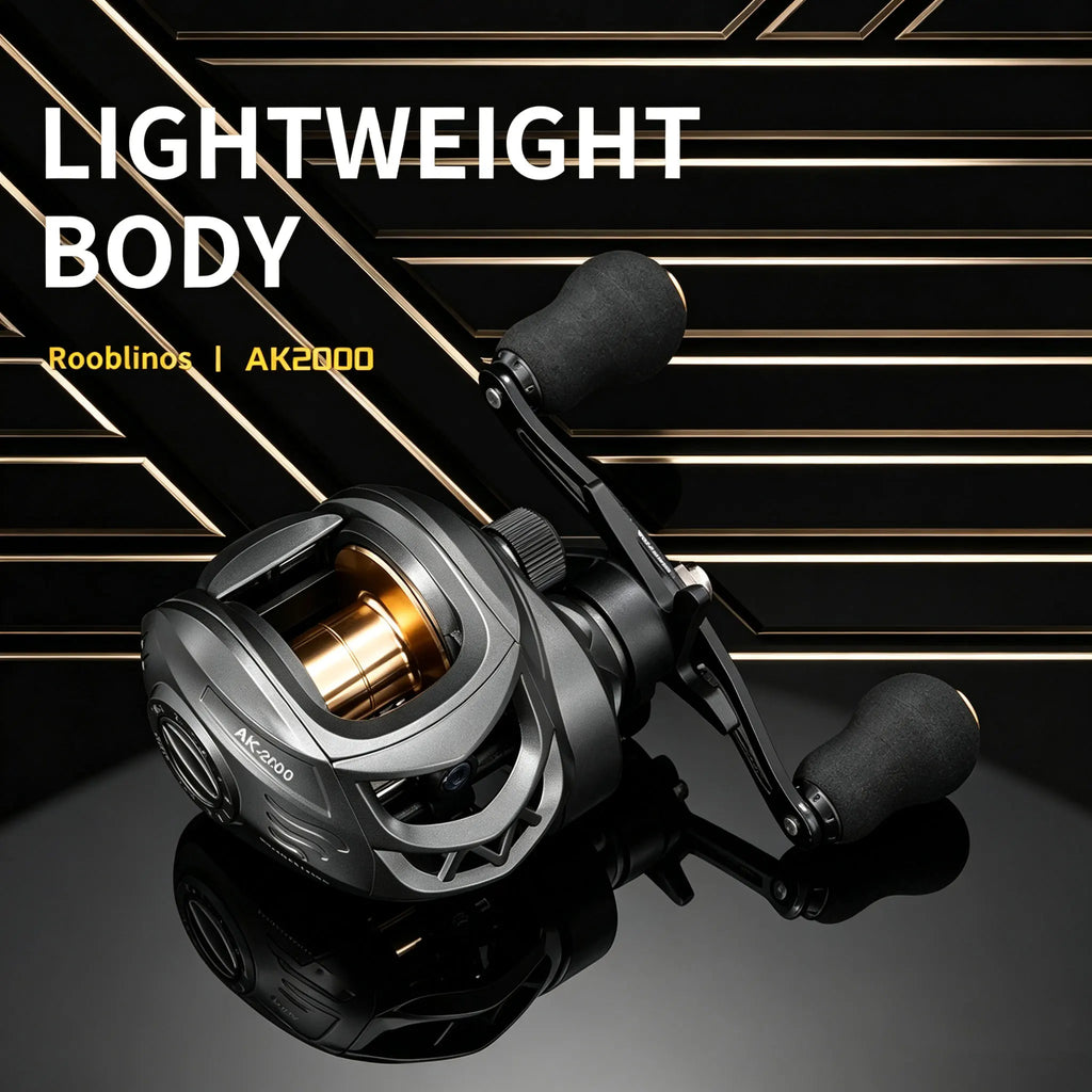 Rooblinos AK Series,7.2:1 Gear Ratio,2+1 Ball Bearing,18LB Max Drag,Baitcasting Reel,For Freshwater Saltwater
