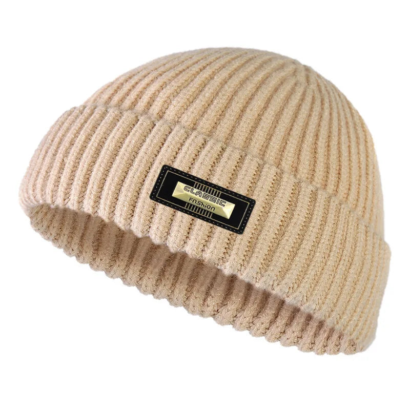 Autumn and winter woolen hats for men and women, melon skin hats, double-layer warm outdoor windproof knitted hats