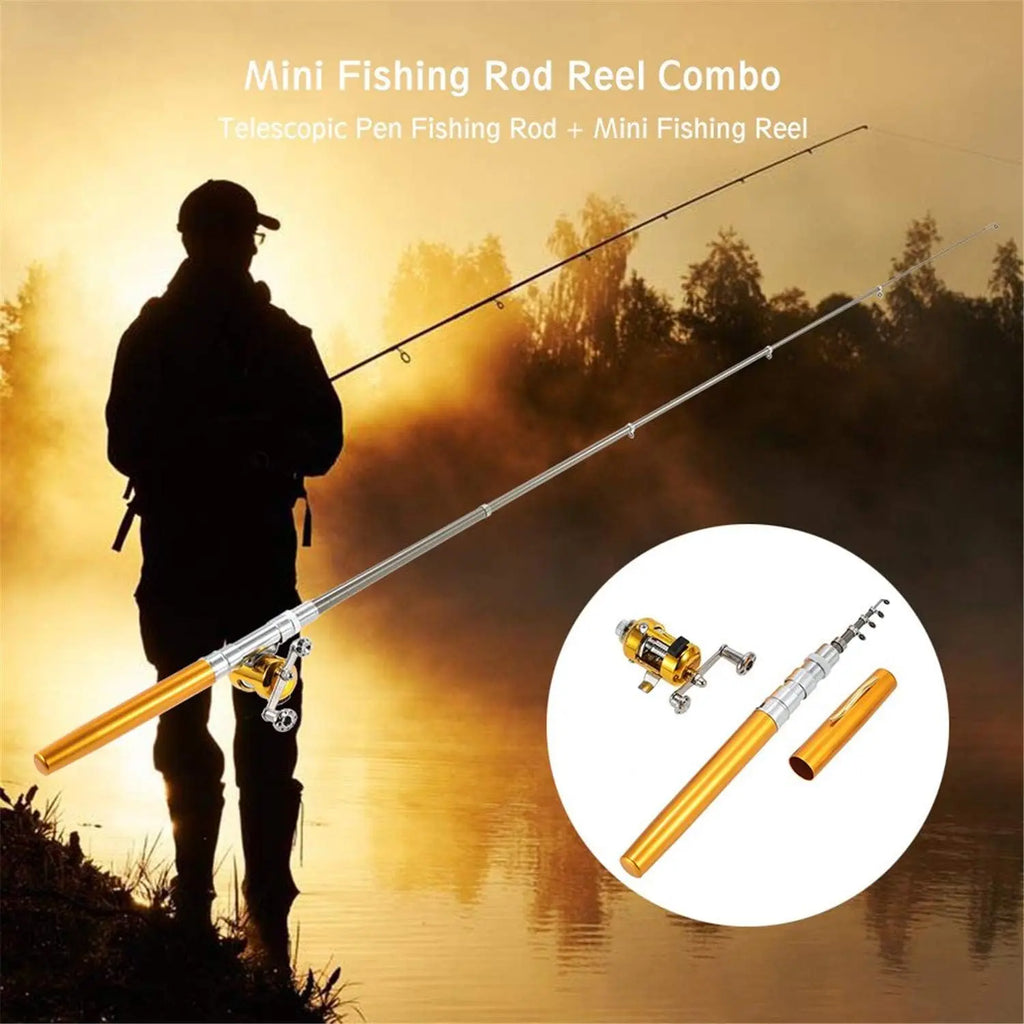 Pen Style Folding Fishing Rod with Line Spool - Compact Mini Fishing Pole, Quick Extend/Retract Mechanism, Lightweight & Sturdy