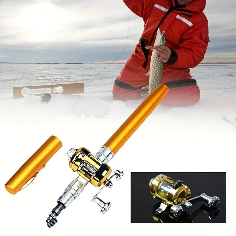 Pen Style Folding Fishing Rod with Line Spool - Compact Mini Fishing Pole, Quick Extend/Retract Mechanism, Lightweight & Sturdy