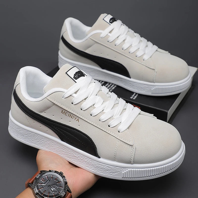 Skate Sneakers、LowTop Casual Board ShoesRetroFlat WalkingTrainers、Lace Up Platform Daily Footwear、Breathable Streetwear Sneakers