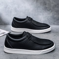 New Fashion Plain Lace-up Loafers Men's Comfort Sneakers Daily Driving Shoes Man Casual Faux Leather Business Moccasins White