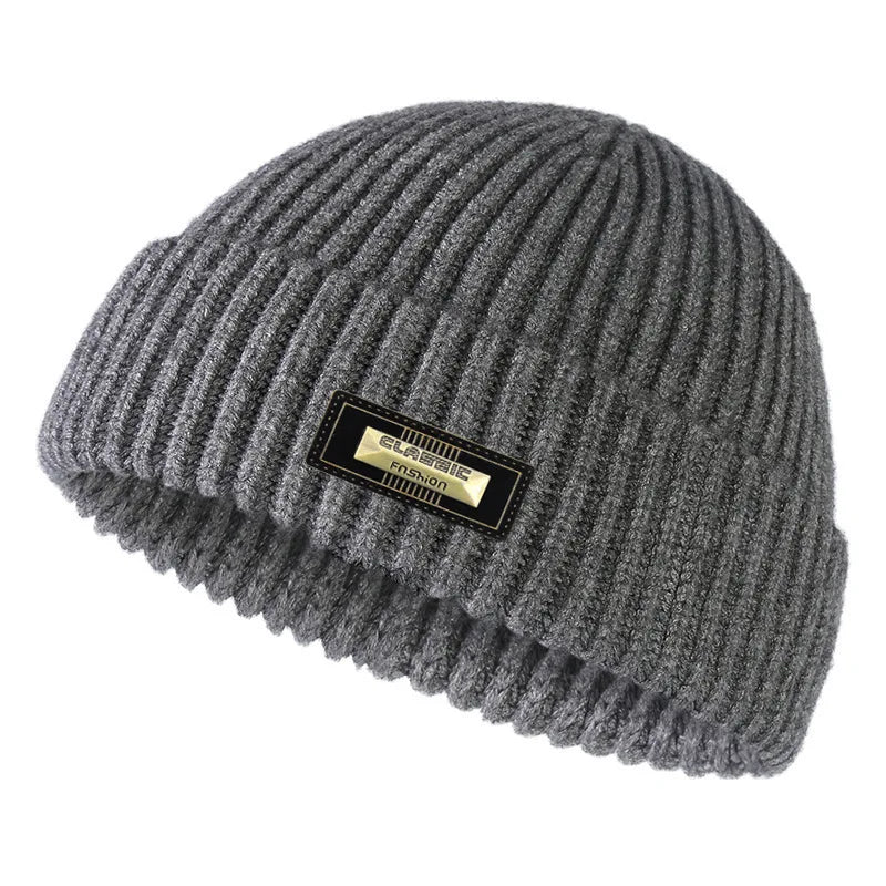 Autumn and winter woolen hats for men and women, melon skin hats, double-layer warm outdoor windproof knitted hats