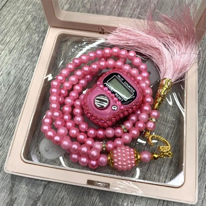 Y3NE 99-Prayer Tasbih Beads Rosary Beads with Counter Tasbih Prayer Beads Wrap Bracelets Necklace Eid Prayer Beads for Adult