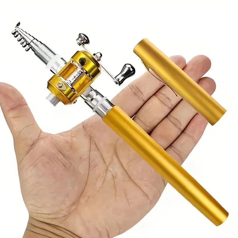 Pen Style Folding Fishing Rod with Line Spool - Compact Mini Fishing Pole, Quick Extend/Retract Mechanism, Lightweight & Sturdy